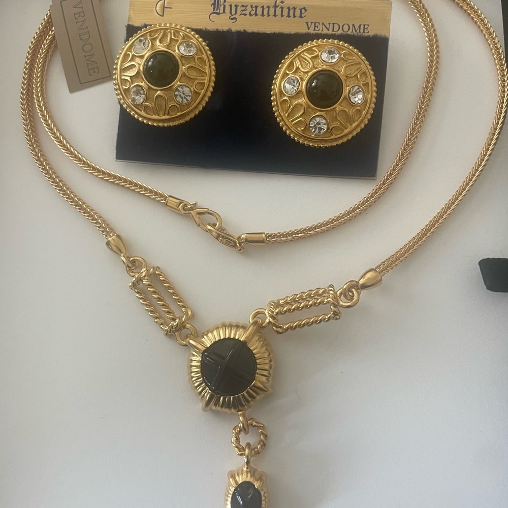 Byzantine Gold and Black Jewelry Set By VENDOME